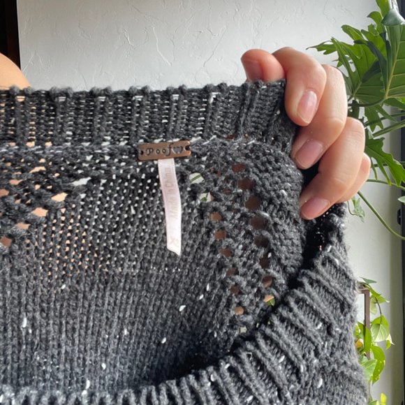 Poof! | Gray Confetti Knit Cropped Sweater - Picture 7 of 7